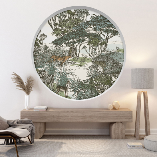 Optical Illusions Round Arch Wall Sticker - Tropical Forest