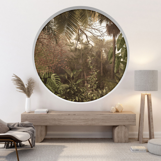 Optical Illusions Round Arch Wall Sticker - Tropical Forest