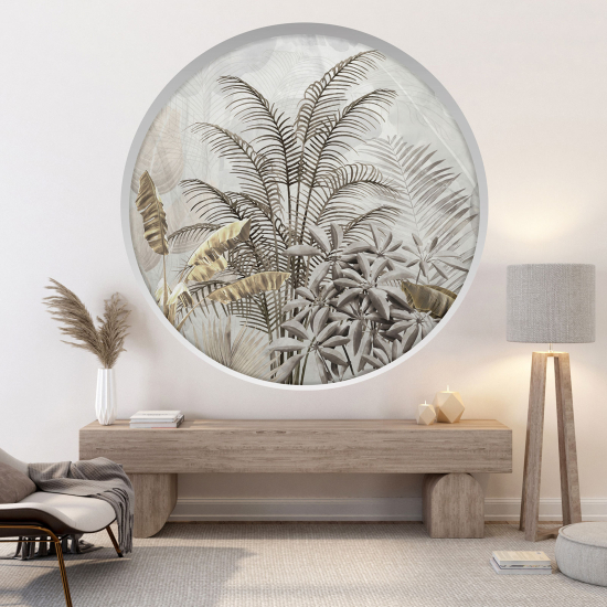 Optical Illusions Round Arch Wall Sticker - Tropical forest