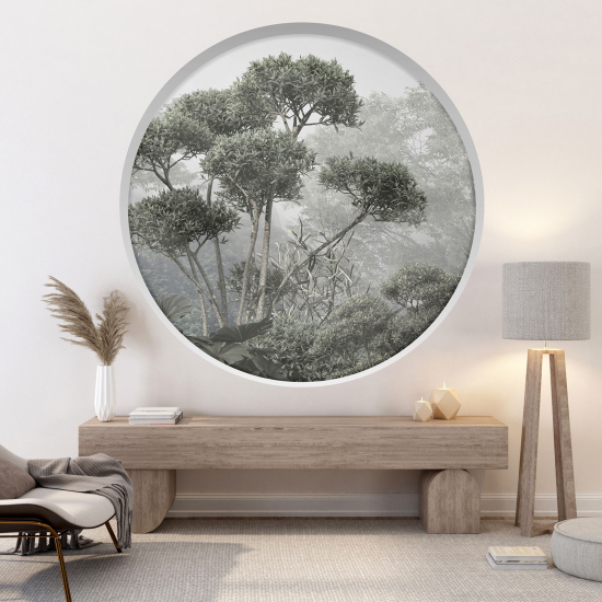 Optical Illusions Round Arch Wall Sticker - Tropical Forest