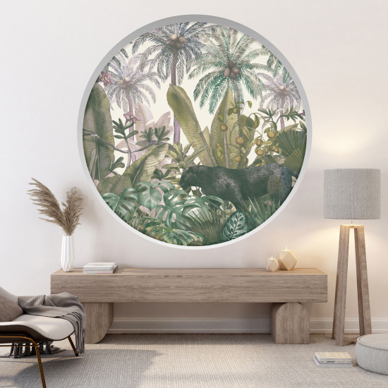 Optical Illusions Round Arch Wall Sticker - Tropical forest