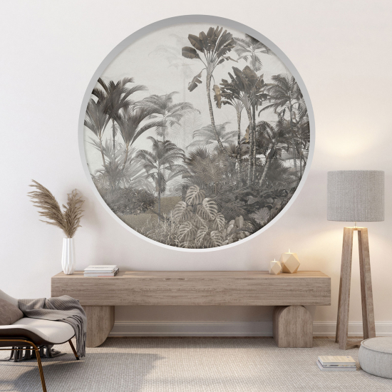 Optical Illusions Round Arch Wall Sticker - Tropical forest