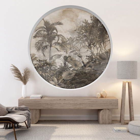 Optical Illusions Round Arch Wall Sticker - Tropical Forest