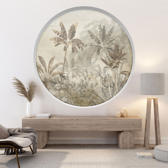 Optical Illusions Round Arch Wall Sticker - Tropical Forest