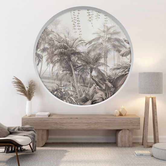 Optical Illusions Round Arch Wall Sticker - Tropical Forest