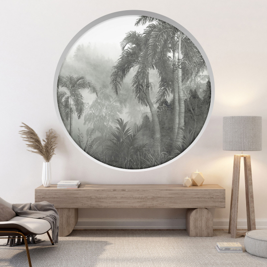 Optical Illusions Round Arch Wall Sticker - Tropical Forest