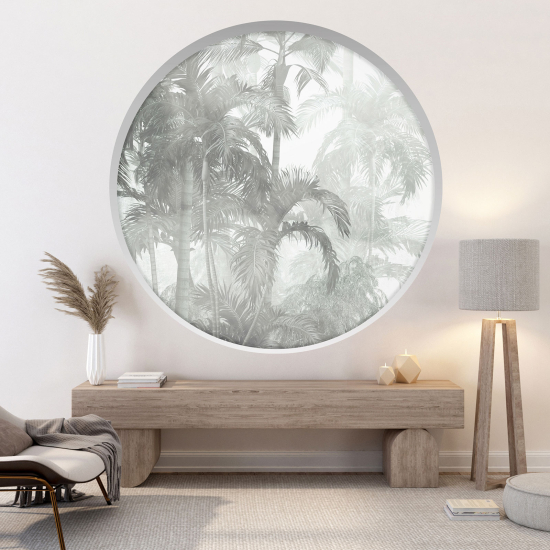 Optical Illusions Round Arch Wall Sticker - Tropical forest