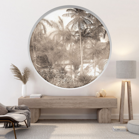 Optical Illusions Round Arch Wall Sticker - Tropical forest