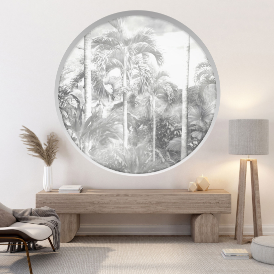 Optical Illusions Round Arch Wall Sticker - Tropical forest