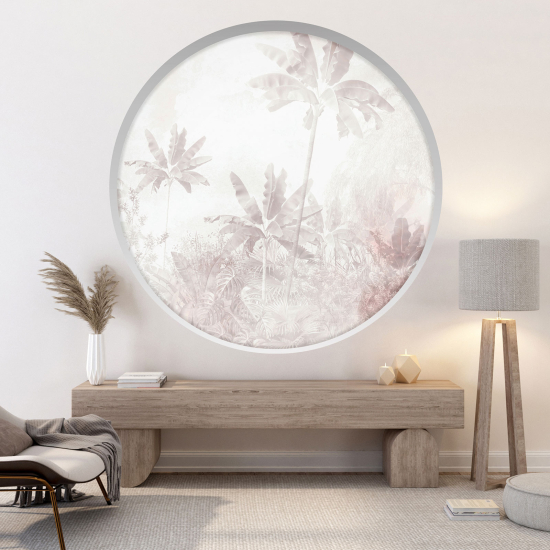 Optical Illusions Round Arch Wall Sticker - Tropical forest