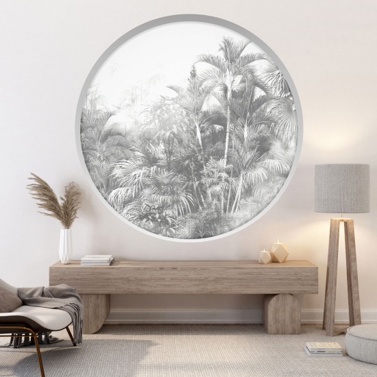 Optical Illusions Round Arch Wall Sticker - Tropical forest