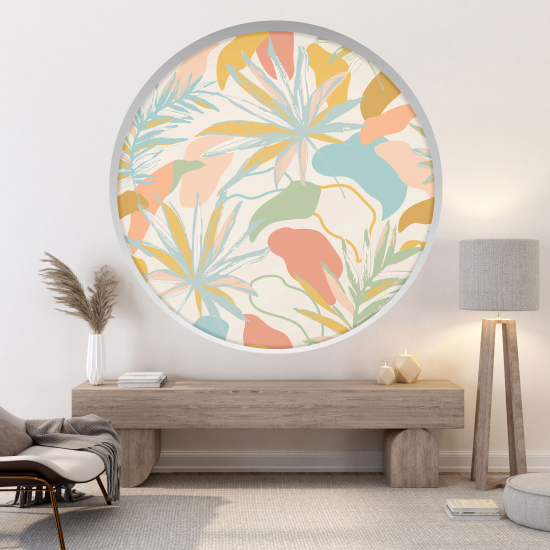 Optical Illusions Round Arch Wall Sticker - Tropical Leaves