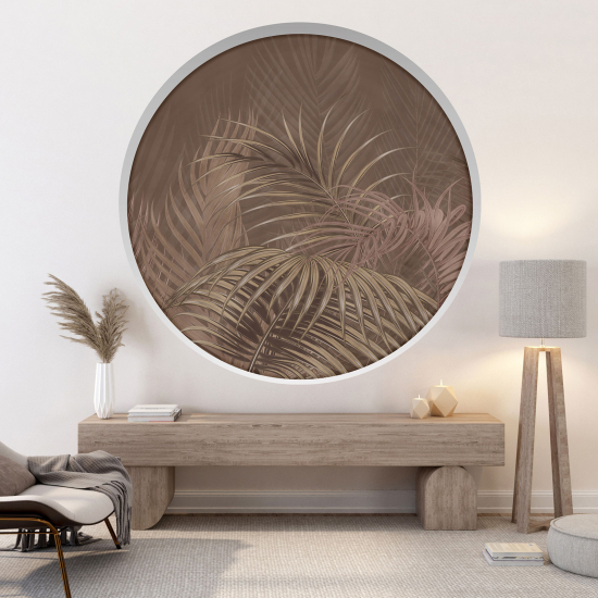 Optical Illusions Round Arch Wall Sticker - Tropical Leaves