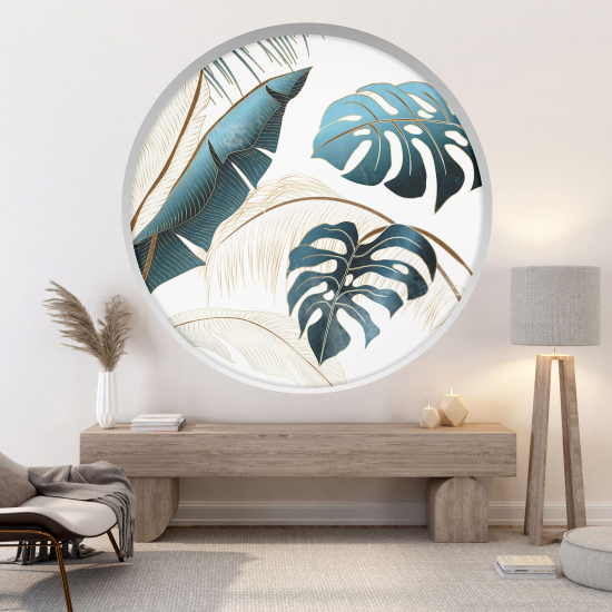 Optical Illusions Round Arch Wall Sticker - Tropical leaves