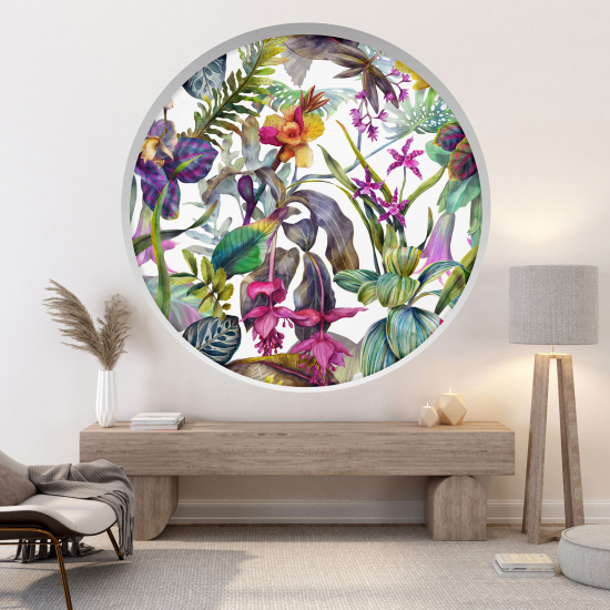 Optical Illusions Round Arch Wall Sticker - Tropical pattern