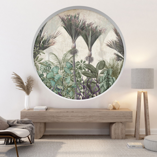 Optical Illusions Round Arch Wall Sticker - Tropical plants