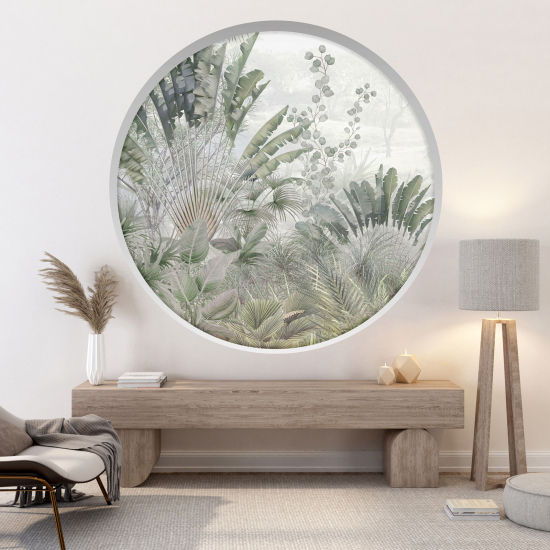 Optical Illusions Round Arch Wall Sticker - Tropical Plants