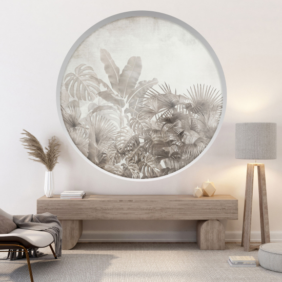 Optical Illusions Round Arch Wall Sticker - Tropical Plants