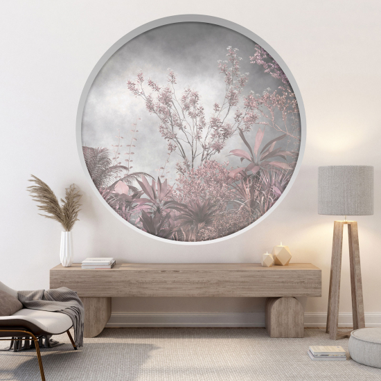 Optical Illusions Round Arch Wall Sticker - Tropical plants