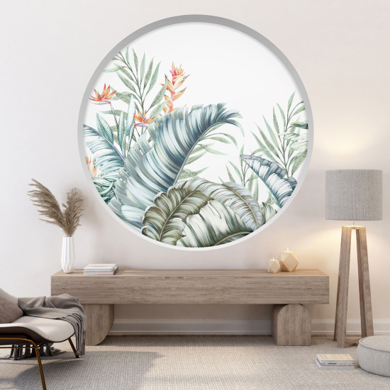 Optical Illusions Round Arch Wall Sticker - Tropical plants