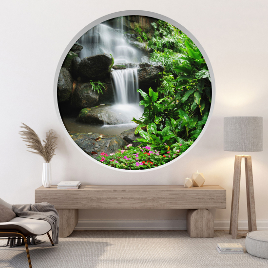 Optical Illusions Round Arch Wall Sticker - Waterfall