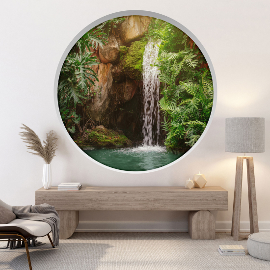 Optical Illusions Round Arch Wall Sticker - Waterfall