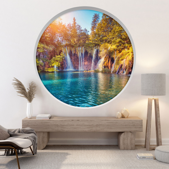 Optical Illusions Round Arch Wall Sticker - Waterfalls