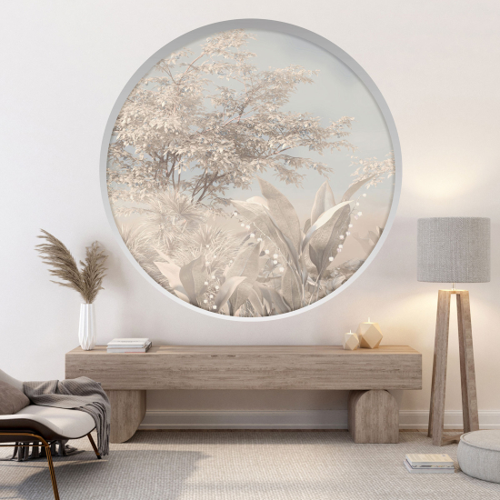 Optical Illusions Round Arch Wall Sticker - Wild Plants