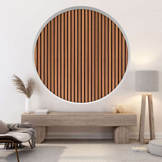 Optical Illusions Round Arch Wall Sticker - Wooden Panels