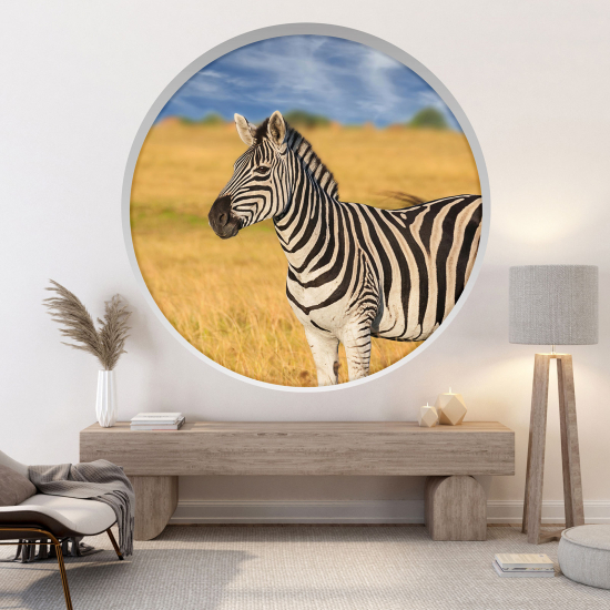 Optical Illusions Round Arch Wall Sticker - Zebra