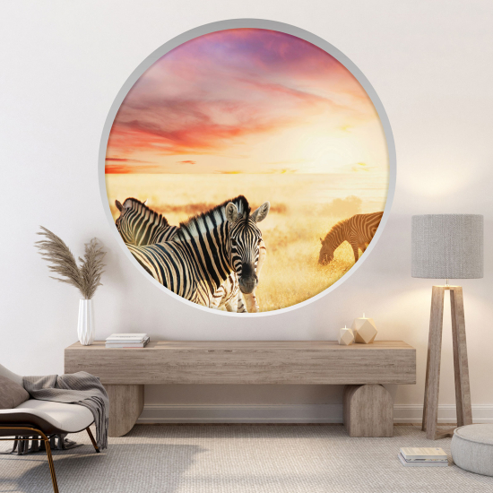 Optical Illusions Round Arch Wall Sticker - Zebras