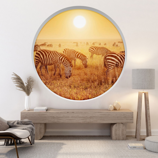 Optical Illusions Round Arch Wall Sticker - Zebras