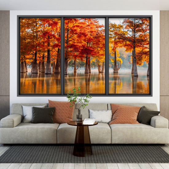 Optical Illusions Window Wall Sticker - Autumn