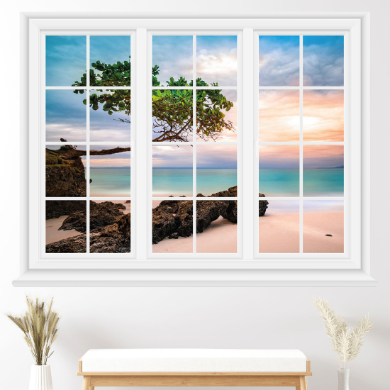 Optical Illusions Window Wall Sticker - Beach