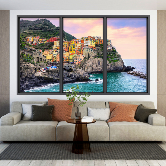 Optical Illusions Window Wall Sticker - Cinque Terre