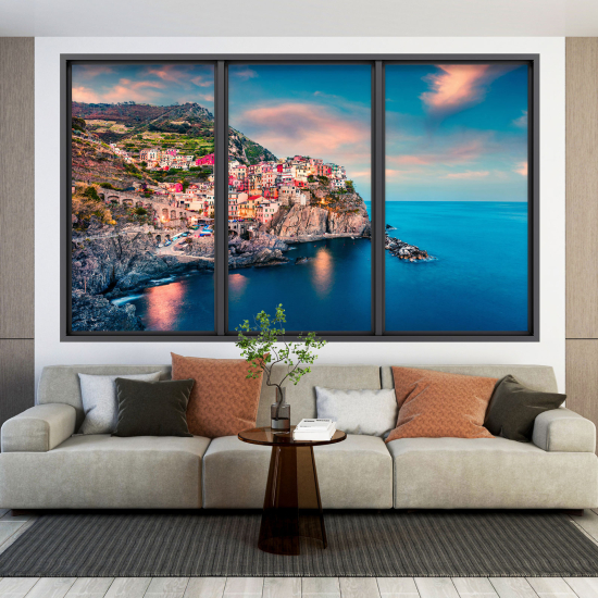 Optical Illusions Window Wall Sticker - Cinque Terre