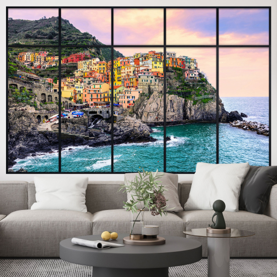 Optical Illusions Window Wall Sticker - Cinque Terre