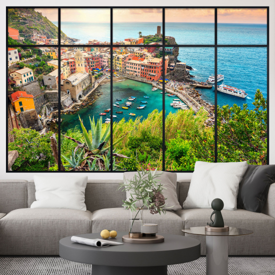 Optical Illusions Window Wall Sticker - City of Vernazza