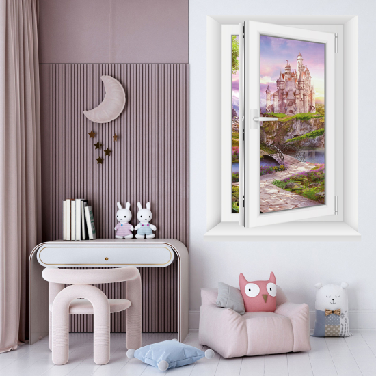 Optical Illusions Window Wall Sticker for Kids - Castle