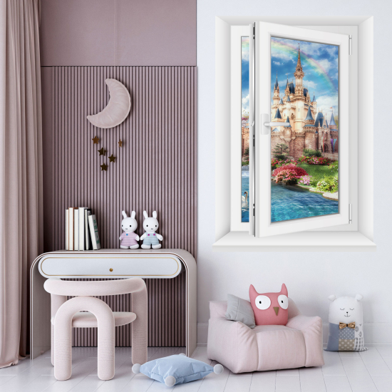 Optical Illusions Window Wall Sticker for Kids - Castle