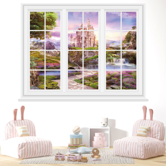 Optical Illusions Window Wall Sticker for Kids - Castle