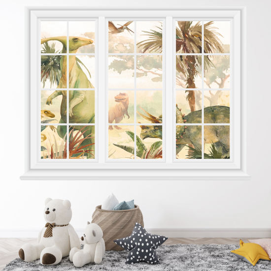 Optical Illusions Window Wall Sticker for Kids - Dinosaurs