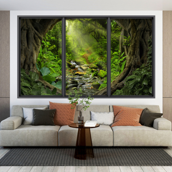 Optical Illusions Window Wall Sticker - Forest