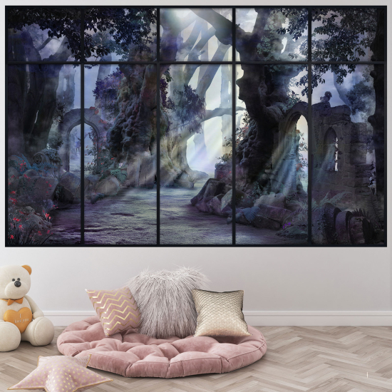 Optical Illusions Window Wall Sticker - Forest