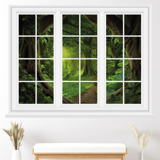 Optical Illusions Window Wall Sticker - Forest