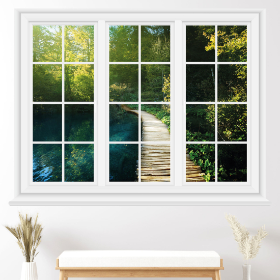 Optical Illusions Window Wall Sticker - Forest path