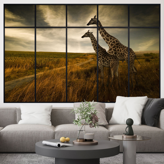 Optical Illusions Window Wall Sticker - Giraffes