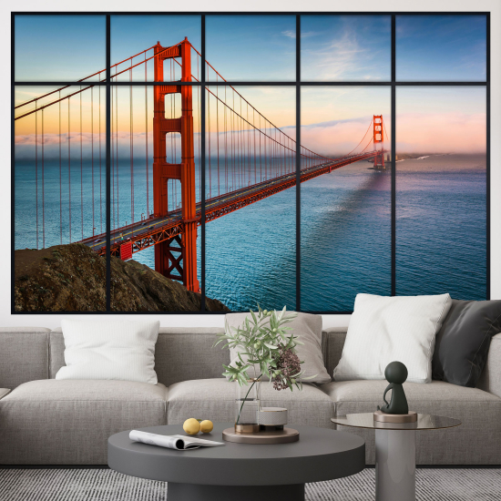 Optical Illusions Window Wall Sticker - Golden Gate