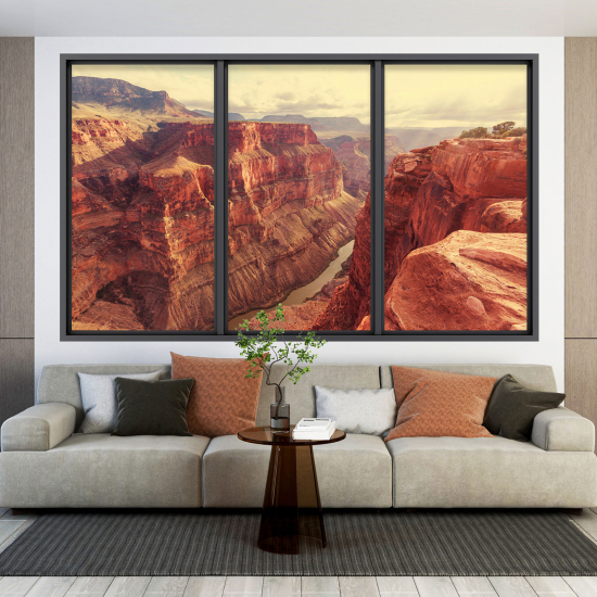 Optical Illusions Window Wall Sticker - Grand Canyon