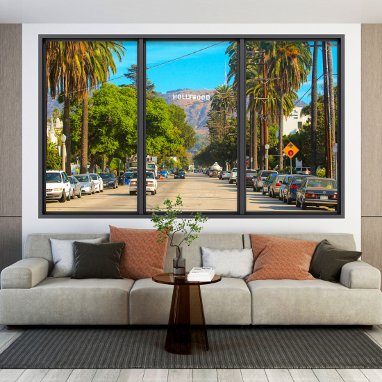 Optical Illusions Window Wall Sticker - Hollywood